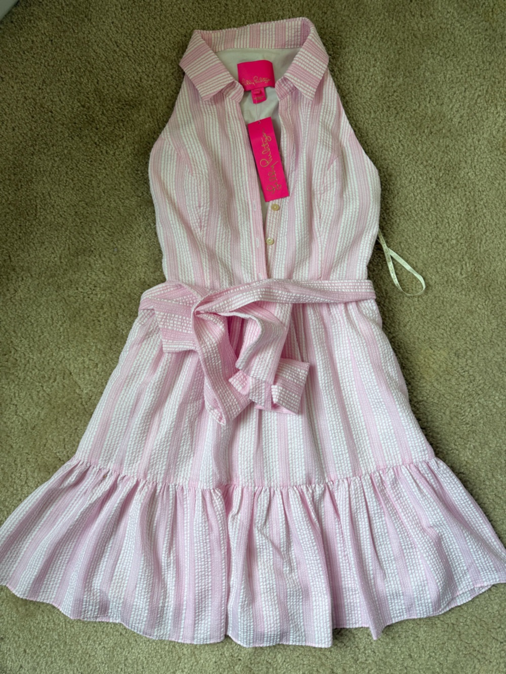 NWT Lilly Pulitzer Ashlee Seersucker Dress Pink Stripe Size 00